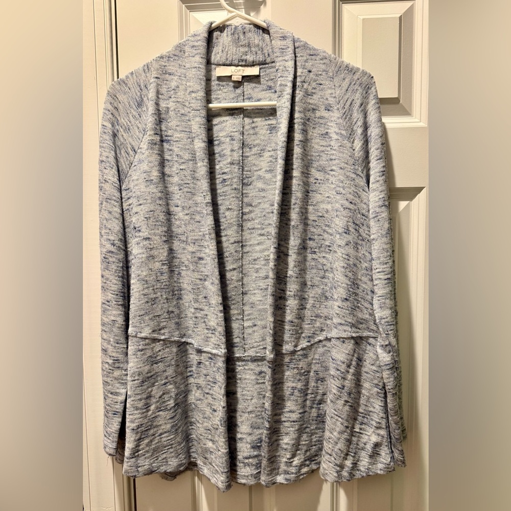 LOFT Heathered Blue Open Cardigan